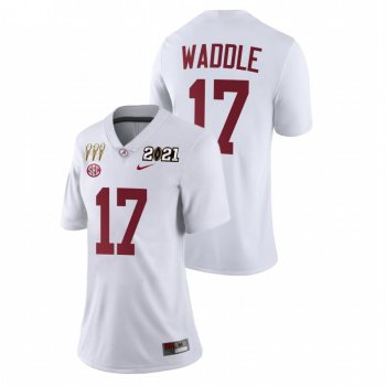 Women's Alabama Crimson Tide Jaylen Waddle White 3X CFP National Championship Limited Jersey