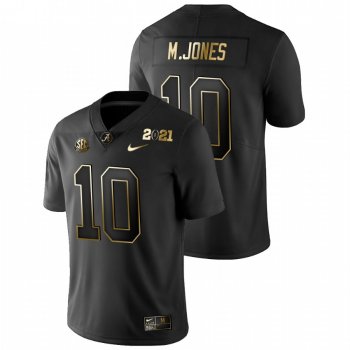 Men's Alabama Crimson Tide Mac Jones Black 2021 National Championship Golden Playoff Jersey