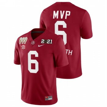 Men Alabama Crimson Tide DeVonta Smith Crimson 3X CFP National Championship MVP Jersey