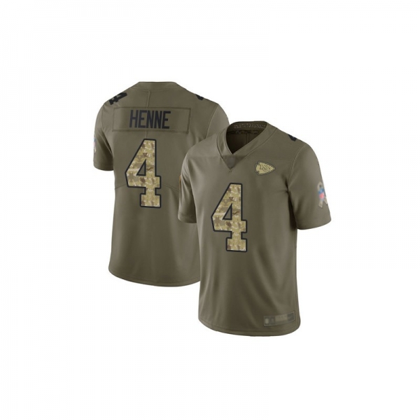 Youth Limited Chad Henne Olive/Camo Jersey - #4 Football Kansas City Chiefs 2017 Salute to Service