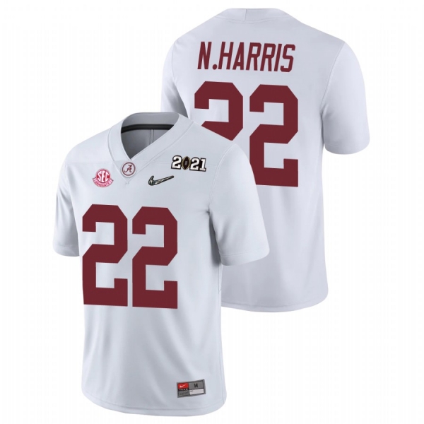 Men's Alabama Crimson Tide Najee Harris White 2021 National Championship Jersey