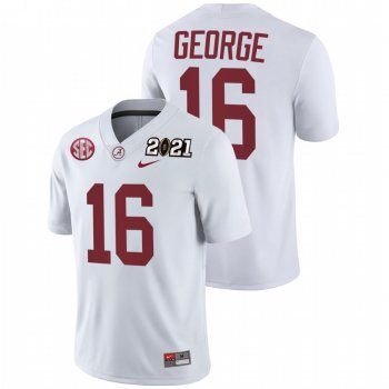 Men Alabama Crimson Tide Jayden George White 2021 Rose Bowl Champions College Football Playoff Away Jersey