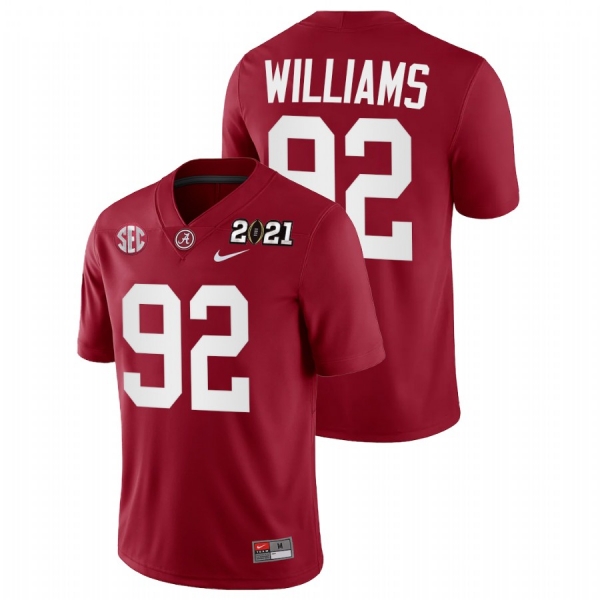 Men Alabama Crimson Tide Quinnen Williams Crimson 2021 Rose Bowl Champions College Football Playoff Home Jersey