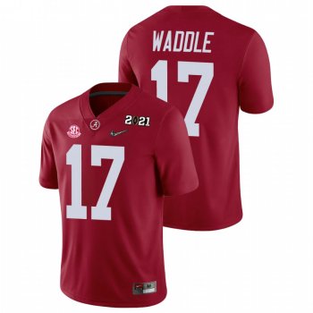 Men's Alabama Crimson Tide Jaylen Waddle Crimson 2021 National Championship Jersey