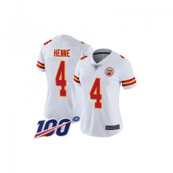 Women's Limited Chad Henne White Road Jersey - #4 Football Kansas City Chiefs 100th Season Vapor Untouchable