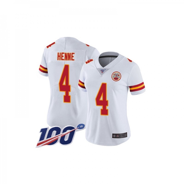 Women's Limited Chad Henne White Road Jersey - #4 Football Kansas City Chiefs 100th Season Vapor Untouchable