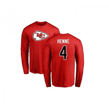 Chad Henne Red Name & Number Logo - #4 Football Kansas City Chiefs Long Sleeve T-Shirt