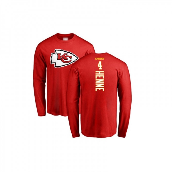 Chad Henne Red Backer - #4 Football Kansas City Chiefs Long Sleeve T-Shirt