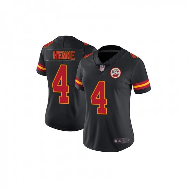 Women's Limited Chad Henne Black Jersey - #4 Football Kansas City Chiefs Rush Vapor Untouchable