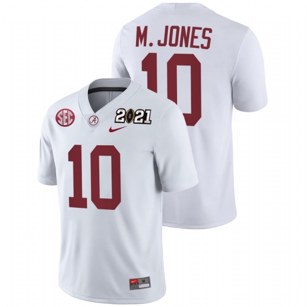 Men Alabama Crimson Tide Mac Jones White 2021 Rose Bowl Champions College Football Playoff Away Jersey