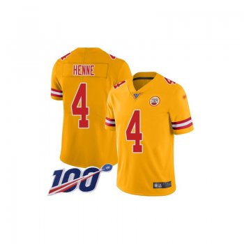 Limited Men's Chad Henne Gold Jersey - #4 Football Kansas City Chiefs 100th Season Inverted Legend