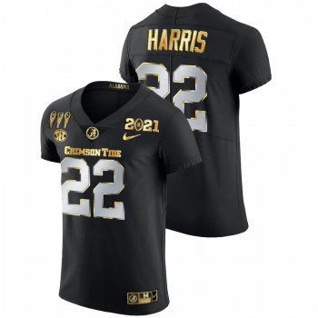 Men Alabama Crimson Tide Najee Harris Black 3X CFP National Championship Golden Limited Jersey