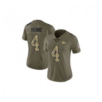 Women's Limited Chad Henne Olive/Camo Jersey - #4 Football Kansas City Chiefs 2017 Salute to Service