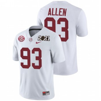 Men Alabama Crimson Tide Jonathan Allen White 2021 Rose Bowl Champions College Football Playoff Away Jersey