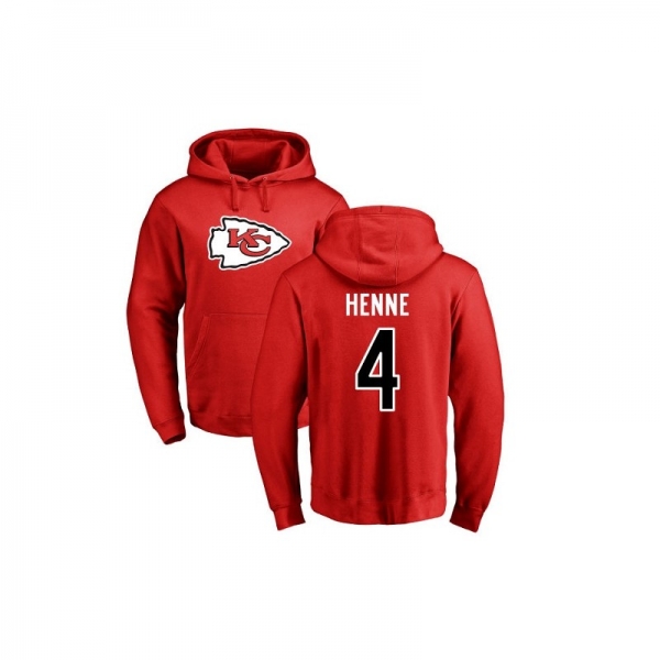 Chad Henne Red Name & Number Logo - #4 Football Kansas City Chiefs Pullover Hoodie