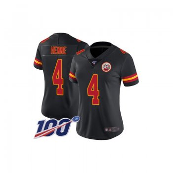 Women's Limited Chad Henne Black Jersey - #4 Football Kansas City Chiefs 100th Season Rush Vapor Untouchable