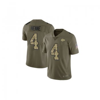 Limited Men's Chad Henne Olive/Camo Jersey - #4 Football Kansas City Chiefs 2017 Salute to Service