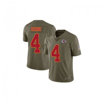 Limited Men's Chad Henne Olive Jersey - #4 Football Kansas City Chiefs 2017 Salute to Service