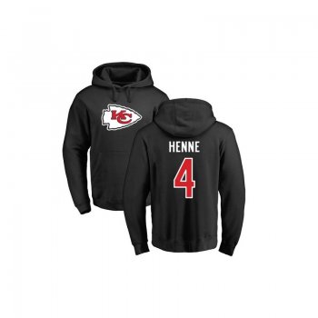 Chad Henne Black Name & Number Logo - #4 Football Kansas City Chiefs Pullover Hoodie