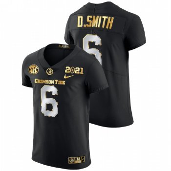 Men's Alabama Crimson Tide DeVonta Smith Black 2021 National Championship Golden Edition Jersey