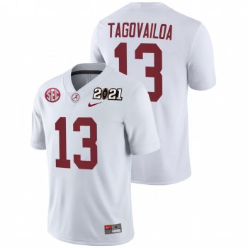 Men Alabama Crimson Tide Tua Tagovailoa White 2021 Rose Bowl Champions College Football Playoff Away Jersey