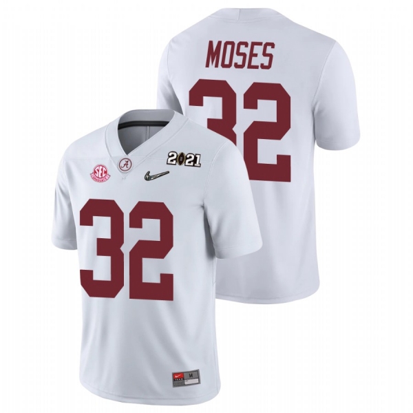 Men's Alabama Crimson Tide Dylan Moses White 2021 National Championship Jersey