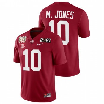 Men Alabama Crimson Tide Mac Jones Crimson 3X CFP National Championship Winner Jersey