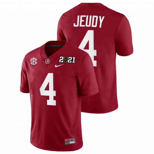 Men Alabama Crimson Tide Jerry Jeudy Crimson 2021 Rose Bowl Champions College Football Playoff Home Jersey