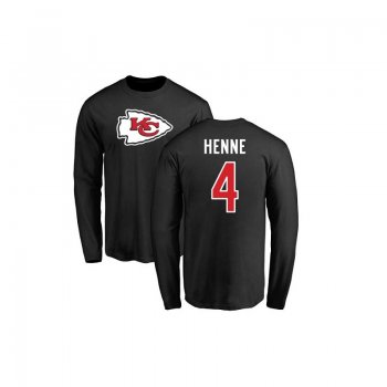 Chad Henne Black Name & Number Logo - #4 Football Kansas City Chiefs Long Sleeve T-Shirt