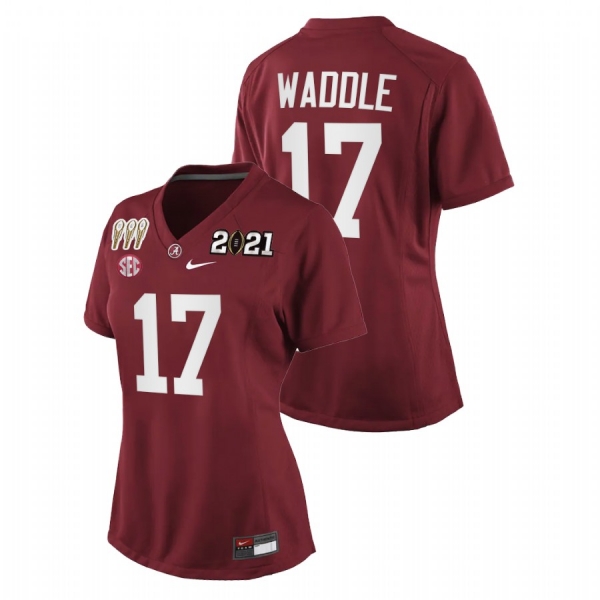 Women's Alabama Crimson Tide Jaylen Waddle Crimson 3X CFP National Championship Special Edition Jersey