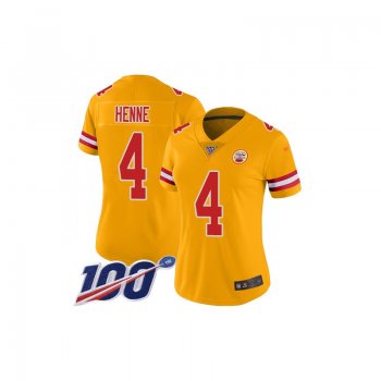 Women's Limited Chad Henne Gold Jersey - #4 Football Kansas City Chiefs 100th Season Inverted Legend