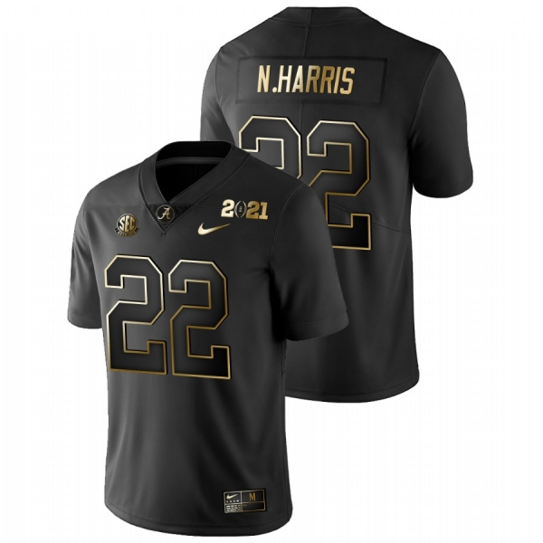 Men's Alabama Crimson Tide Najee Harris Black 2021 National Championship Golden Playoff Jersey