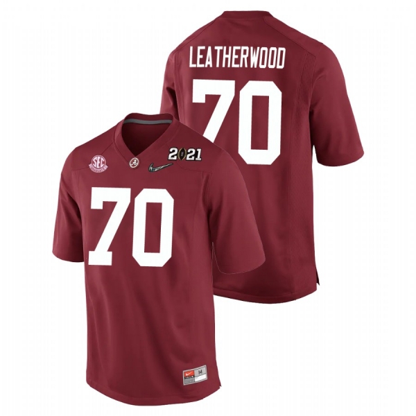 Youth Alabama Crimson Tide Alex Leatherwood Crimson 2021 National Championship Replica Jersey