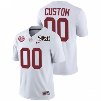 Men Alabama Crimson Tide Custom White 2021 Rose Bowl Champions College Football Playoff Away Jersey