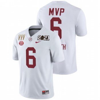 Men Alabama Crimson Tide DeVonta Smith White 3X CFP National Championship MVP Jersey