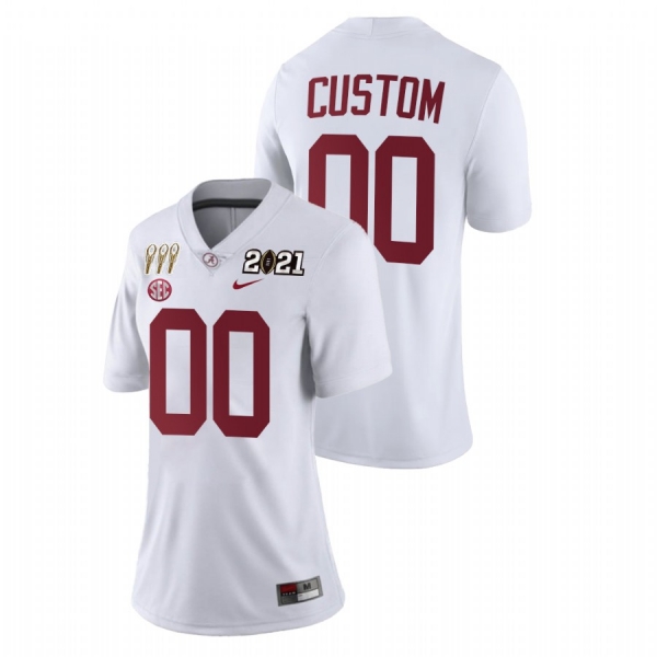 Women's Alabama Crimson Tide Custom White 3X CFP National Championship Limited Jersey