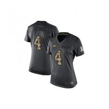 Women's Limited Chad Henne Black Jersey - #4 Football Kansas City Chiefs 2016 Salute to Service