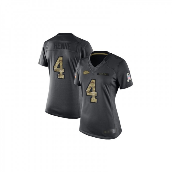 Women's Limited Chad Henne Black Jersey - #4 Football Kansas City Chiefs 2016 Salute to Service