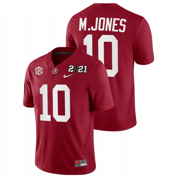 Men Alabama Crimson Tide Mac Jones Crimson 2021 Rose Bowl Champions College Football Playoff Home Jersey