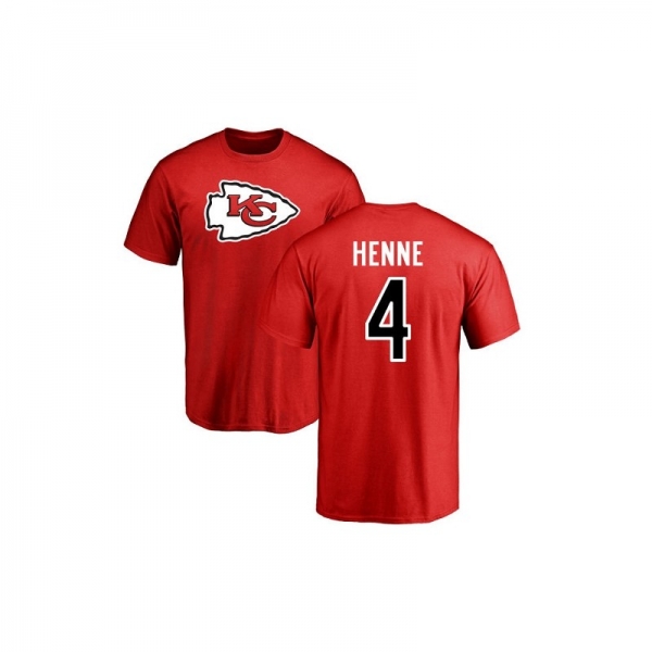 Chad Henne Red Name & Number Logo - #4 Football Kansas City Chiefs T-Shirt