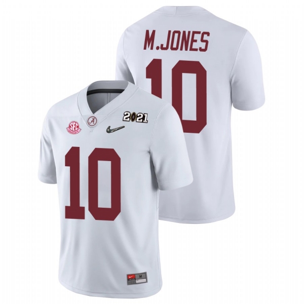 Men's Alabama Crimson Tide Mac Jones White 2021 National Championship Jersey