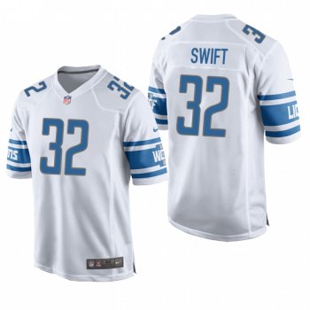 Detroit Lions #32 D'Andre Swift White 2020 NFL Draft Game Jersey