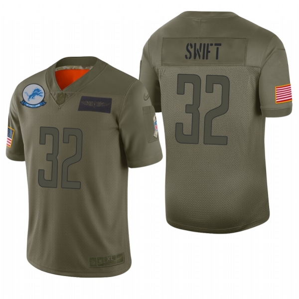 Detroit Lions D'Andre Swift Olive 2019 Salute to Service Limited Jersey