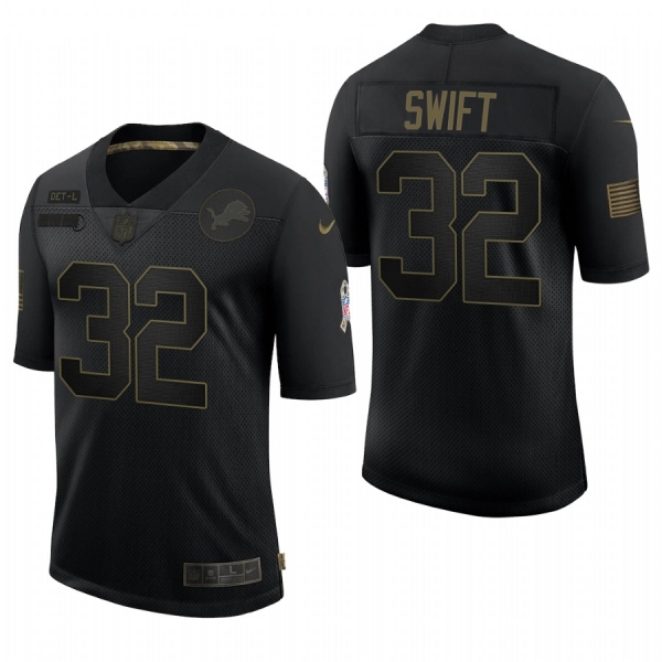 Men's Detroit Lions D'Andre Swift Black 2020 Salute To Service Limited Jersey