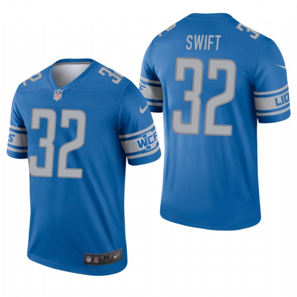 Lions #32 D'Andre Swift Blue Legend Jersey