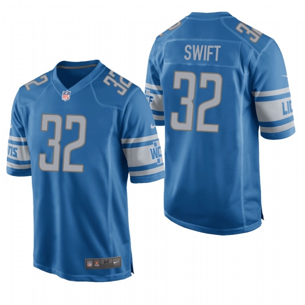 D'Andre Swift #32 Lions Blue 2020 NFL Draft Game Jersey