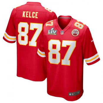 Men's Kansas City Chiefs Travis Kelce Nike Red Super Bowl LV Bound Game Jersey