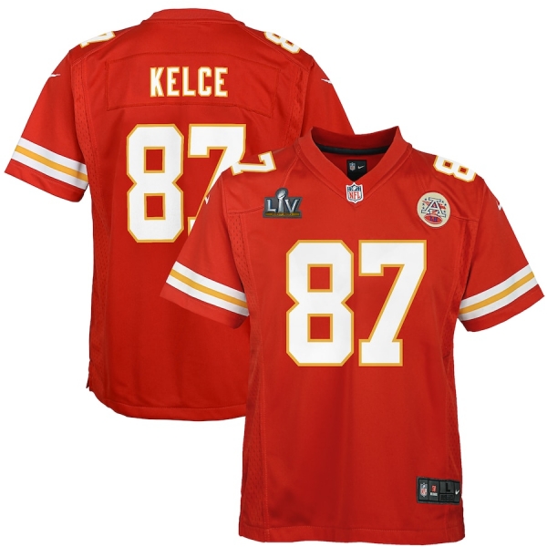 Youth Kansas City Chiefs Travis Kelce Nike Red Super Bowl LV Bound Game Jersey