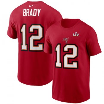 Men's Tampa Bay Buccaneers Tom Brady Nike Red Super Bowl LV Bound Name & Number T-Shirt