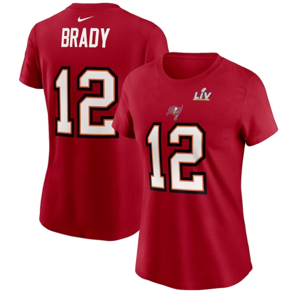 Women's Tampa Bay Buccaneers Tom Brady Nike Red Super Bowl LV Bound Name & Number T-Shirt